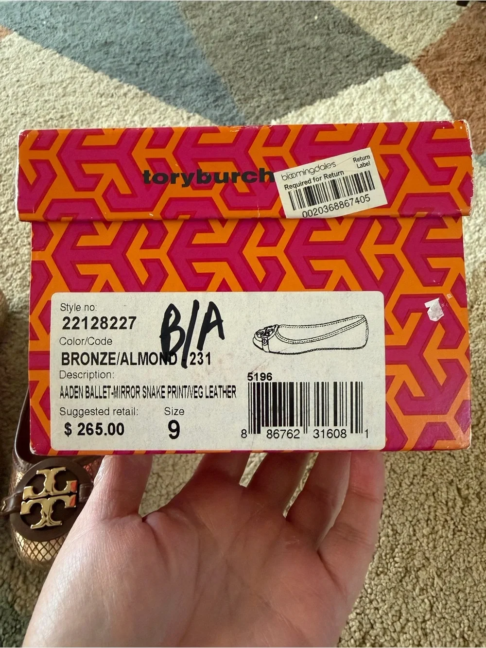 Tory Burch Aaden Ballet Mirror Snake Print Flats
